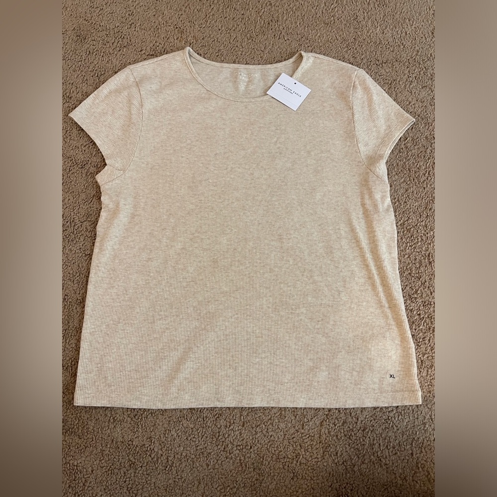 NWT Beige Ribbed Baby Tee